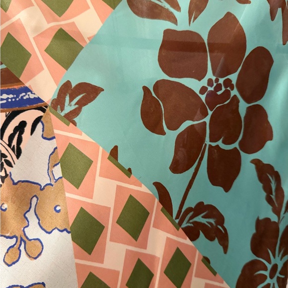 Zara Satin Scarf Print Draped Top Patchwork Wrap Sleeveless Blouse Size S - Picture 7 of 8